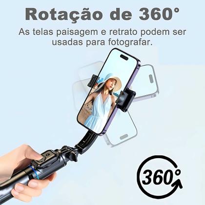 Imagem de Bastão estabilizador automático câmera celular extensão de selfie com luz de led e rastreamento facial bluetooth 