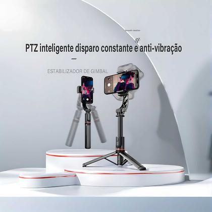 Imagem de Bastão estabilizador automático câmera celular extensão de selfie com luz de led e rastreamento facial bluetooth 