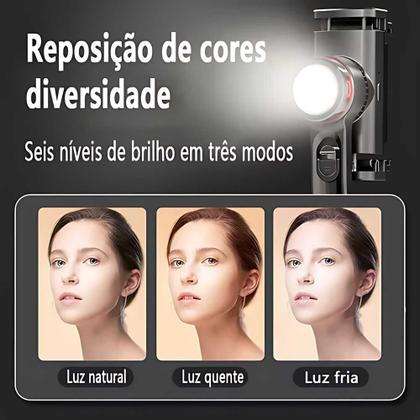 Imagem de Bastão estabilizador automático câmera celular extensão de selfie com luz de led e rastreamento facial bluetooth 