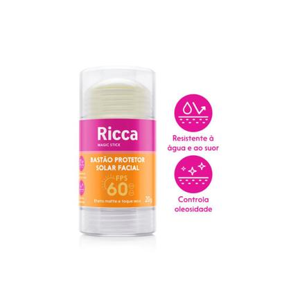 Imagem de Bastão Facial com Protetor Solar FPS 60 Magic Stick Efeito Matte Toque Seco 20g Ricca