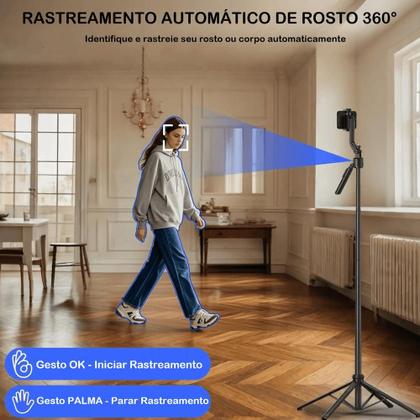 Imagem de Bastão Gimbal Selfie C17 Dual LED Rastreamento IA Controle