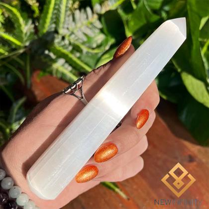 Imagem de Bastão Massageador de Selenita Reiki Chakras Pedra Natural