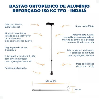 Imagem de Bastão Ortopédico de Alumínio Reforçado 150 kg TFOX - Indaiá