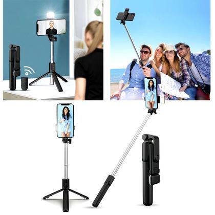 Imagem de Bastão Pau Selfie Tripé Controle Bluetooth C/ Luz Led 70cm
