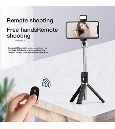 Imagem de Bastão Pau Selfie Tripe Luz Led Bluetooth Retratil Celular
