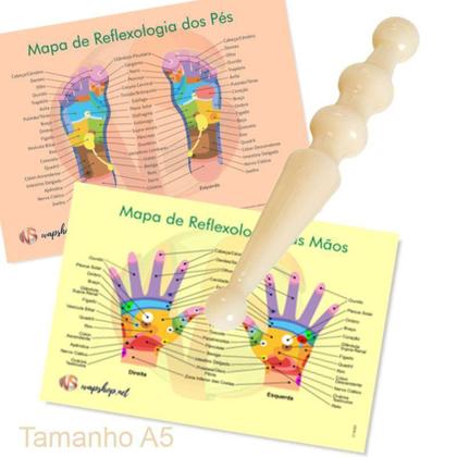 Imagem de Bastão Resina Reflexologia Massagem Acupuntura Pés Mãos com Mapa - Waphop