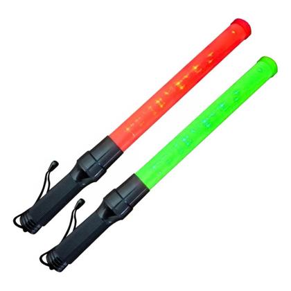 Imagem de Bastao Sinalizador 2 Cores Kit 5 Unidades Grande Led Lanterna Fluorescente Sinalizaçao Guarda Estacionamento Emergencia Fiscalizaçao