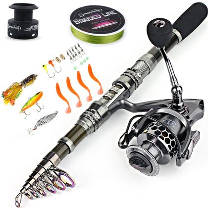 Imagem de Bastão telescópico Fishing Rod Combo Sougayilang de 1,8 m com bobina