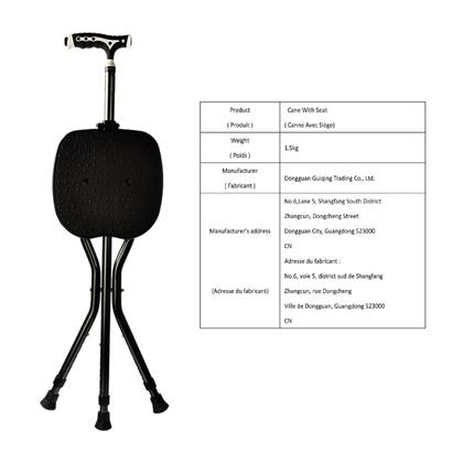 Imagem de Bastões dobráveis Yayayo Hold de 440 libras com assento, bengala, ajuste de altura, capacidade do assento de bengala, alça fosca com terapia magnética, muletas de pedra, banquinho (LED quadrado)