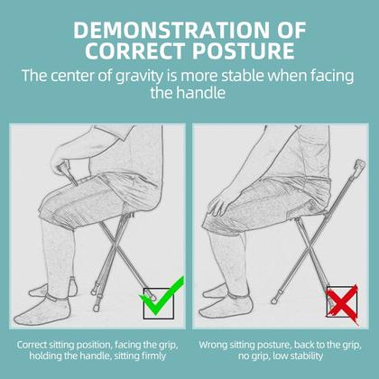 Imagem de Bastões dobráveis Yayayo Hold de 440 libras com assento, bengala, ajuste de altura, capacidade do assento de bengala, alça fosca com terapia magnética, muletas de pedra, banquinho (LED quadrado)