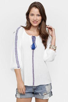 Imagem de Bata Facinelli Bordada Com Detalhe Em Corda Branca