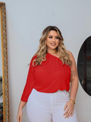 Imagem de Bata Feminina Plus Size Blusa Com Elástico Ajustável Mula Manca Cropped Soltinha