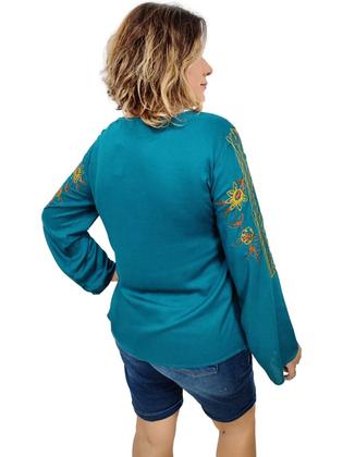 Imagem de Bata Indiana Manga Longa Viscose Lisa Com Bordado cod. 250