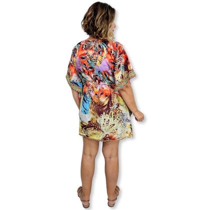 Imagem de Bata Kaftan Indiana Digital com Brilhos Estampada Boho Luxo