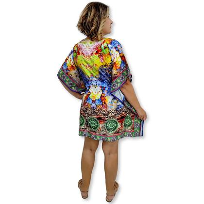 Imagem de Bata Kaftan Indiana Digital com Brilhos Estampada Boho Luxo