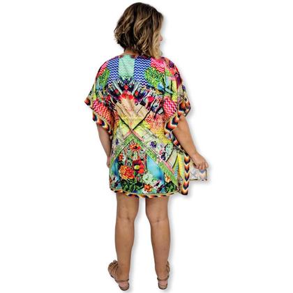 Imagem de Bata Kaftan Indiana Digital com Brilhos Estampada Boho Luxo