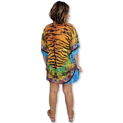 Imagem de Bata Kaftan Indiana Digital com Brilhos Estampada Boho Luxo