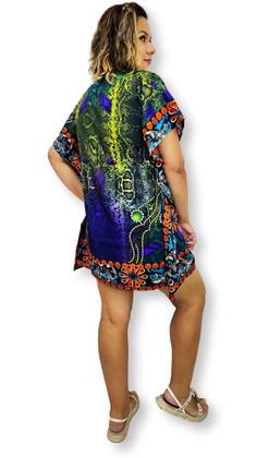 Imagem de Bata Kaftan Indiana Estampada Saída de Praia Plus Size N6384
