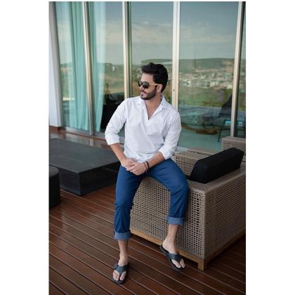 Imagem de Bata Teodoro ML Masculina Algodão Santorini Casual Conforto