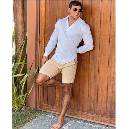 Imagem de Bata Teodoro ML Masculina Algodão Santorini Casual Conforto