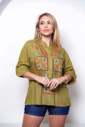 Imagem de Bata tunica indiana bordada bloguer b887