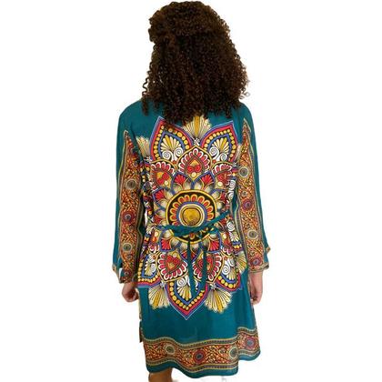 Imagem de Bata Túnica Indiana Feminina Chemise Estampada Boho Hippie