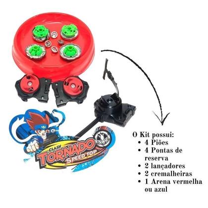 Imagem de Batalha Beyblade Kit Com 4 Peões Mini Arena ul Ou Vermelha