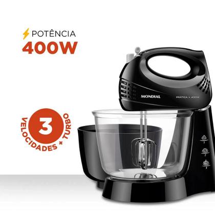 Imagem de Batedeira 400W Mondial B-45-B 3 Velocidades + Turbo Preta