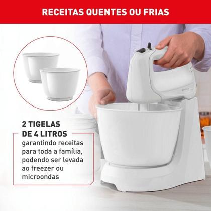 Imagem de Batedeira Arno Mini Chef HM10 185W 4 Velocidades 2 Tigelas 4L Branco 220V