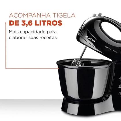 Imagem de Batedeira Convencional Mondial B-44 3,6L 400W 3 Velocidades Preto 220V