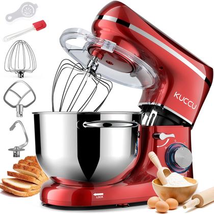 Imagem de Batedeira de mesa KUCCU 6.5L 660W 6 velocidades Tilt-Head Red