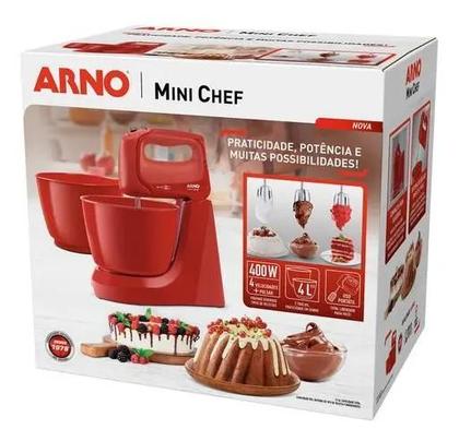 Imagem de Batedeira Mini Chef Portátil 400W com 2 Tigelas de 4L Vermelho