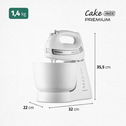 Imagem de Batedeira Mondial Cake Premium 4 Velocidades + Turbo 500W Branco 220V - B-50-W