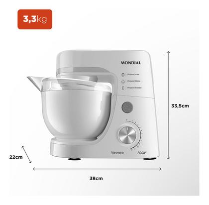 Imagem de Batedeira Planetária 700w BP-03-W Branca Mondial Cor Branco Frequência 60