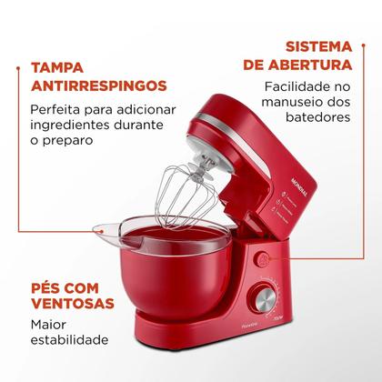 Imagem de Batedeira Planetária 700W Mondial Vermelho 12 Velocidades