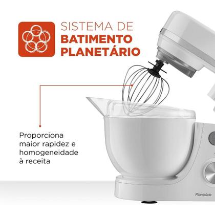 Imagem de Batedeira Planetária Mondial 4,5L Branco 700W 220V - BP-03-W