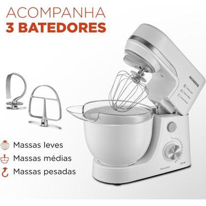 Imagem de Batedeira Planetária Mondial 4,5L Branco 700W 220V - BP-03-W