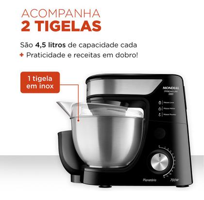 Imagem de Batedeira Planetária, Mondial, 700W - BP-02P-B-TI