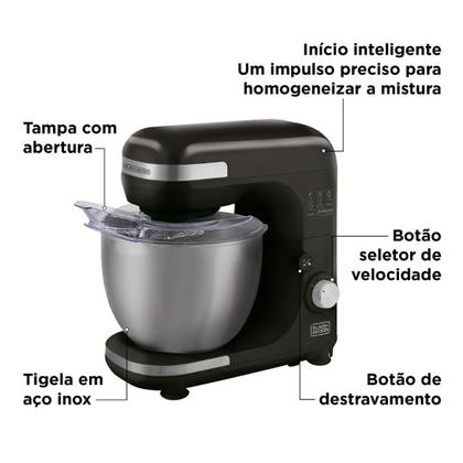 Imagem de Batedeira Planetária Orbitale Black e Decker 5 Litros Preta 127v