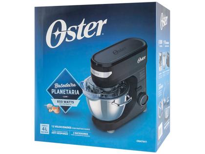Imagem de Batedeira Planetária Oster Preta 850W 12 Velocidades Tigela Inox 4L OBAT641