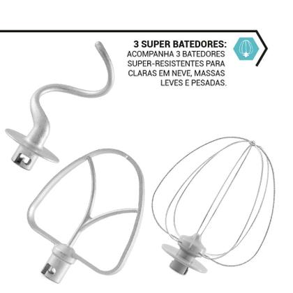 Imagem de Batedeira Planetária Philco 775W 3 Batedores Preta PBP770PI