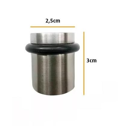 Imagem de Batedor Amortecedor De Porta Inox Padrão Hotel 3cm Chão