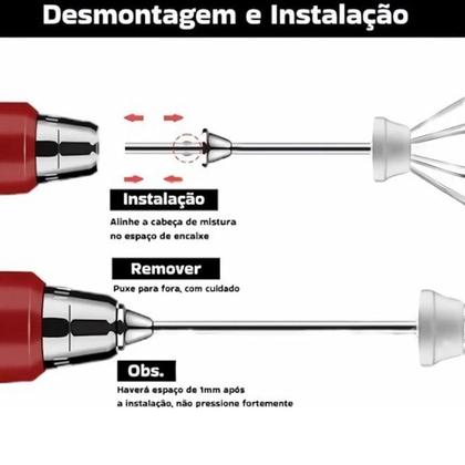 Imagem de Batedor Elétrico 3 Velocidades 2 Em 1 Espuma Leite Café