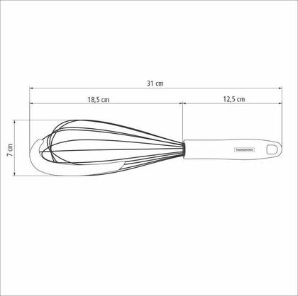 Imagem de Batedor manual tramontina moldê em aço inox e cabo de silicone