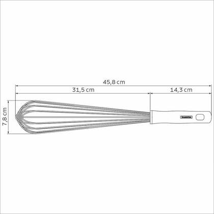 Imagem de Batedor Manual Tramontina Profissional Em Aço Inox Com Cabo Em Polipropileno Branco 45 Cm Tramontina