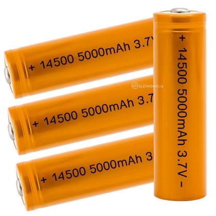 Imagem de Bateria 14500 3.7V Lítio Recarregável, Uso em Lanternas e Equipamentos Eletrônicos BAT145005000MAH