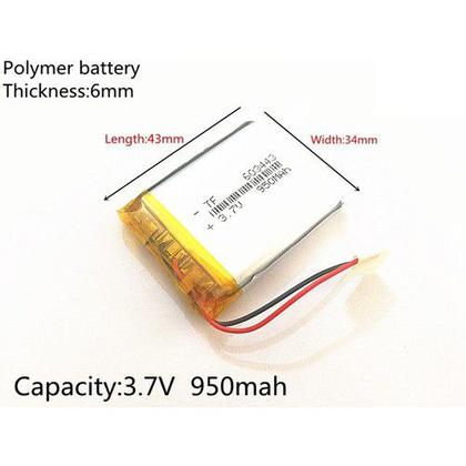 Imagem de Bateria 2 Fios De  950 Mah 3.7v  Gps De 4,3 Ou 5