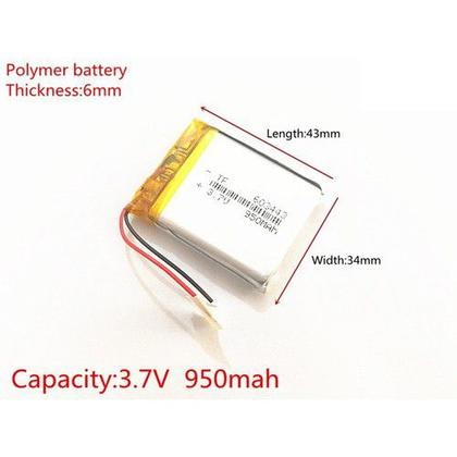 Imagem de Bateria 2 Fios De  950 Mah 3.7v  Gps De 4,3 Ou 5