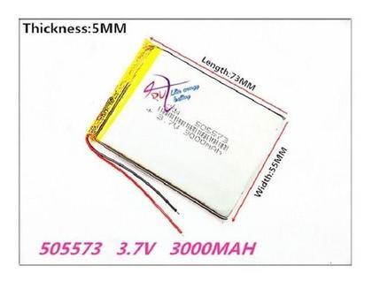 Imagem de Bateria 3.7v 3000 Mah 5mm X55mm X73mm 2 Fios 505573
