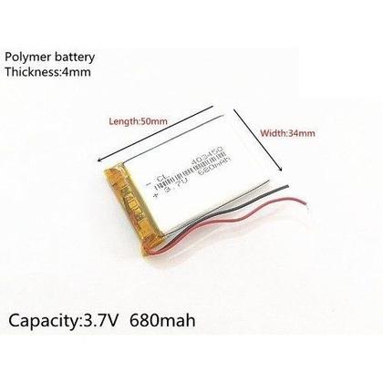 Imagem de Bateria  3.7v  680 Mah    50mm X 34mm X 4mm 2 fios